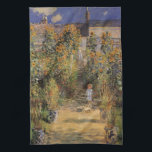 Der Künstlergarten in Vetheuil von Claude Monet Handtuch<br><div class="desc">Der Artist's Garden at Vetheuil (1880) von Claude Monet ist ein Vintager Impressionismus feine Kunst Blumenmalerei. Ein junges Mädchen wird während der Sommersaison von großen, blühenden Blume mit gelben Sonnenblumen begleitet. Ein Kind ist auf einem Weg im Pariser Garten von Monet in Vetheuil stehend. Über den Künstler: Claude Monet (1840-1926)...</div>