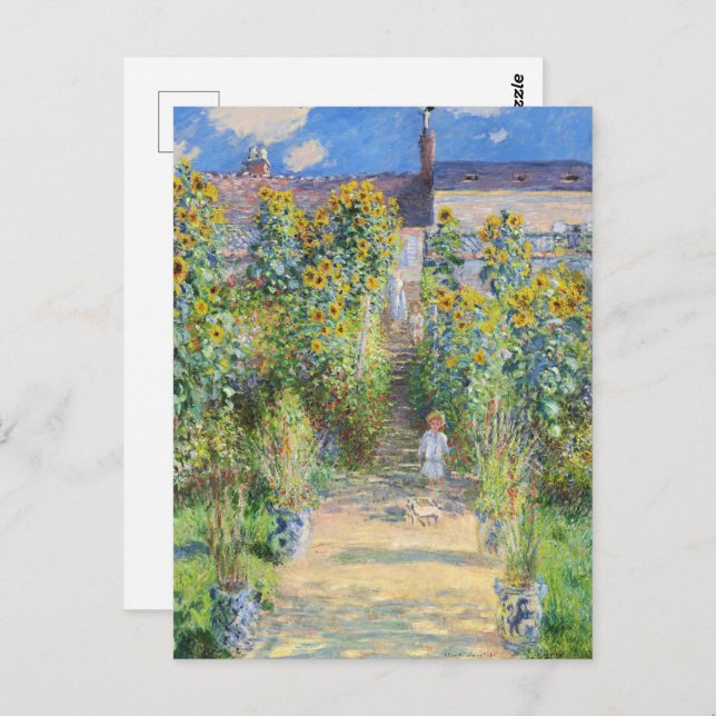 Der Künstlergarten in Vetheuil von Claude Monet Postkarte (Vorne/Hinten)