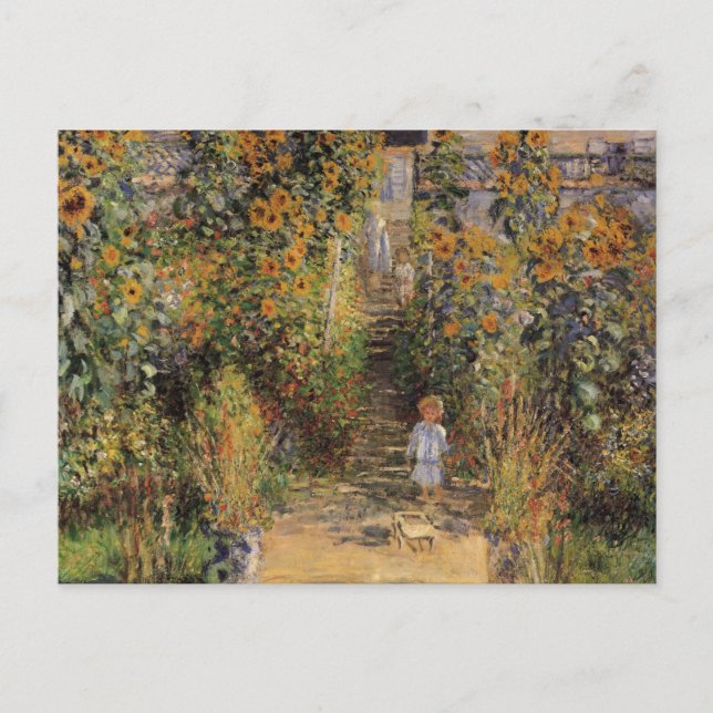 Der Künstlergarten in Vetheuil von Claude Monet Postkarte (Vorderseite)