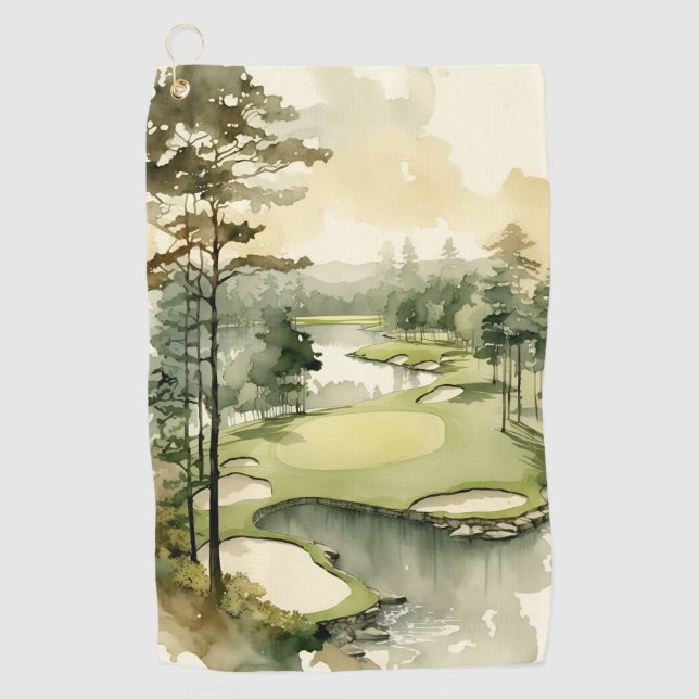 Der künstlerische Aquarellplatz Golfhandtuch (Vorderseite)