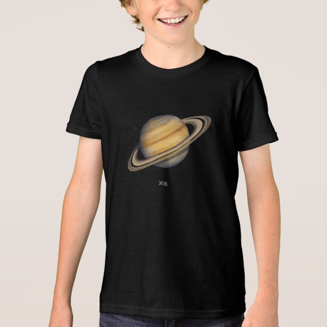 Der künstlerische Saturn mit lebhaften Rings Tri-Blend Shirt (Vorderseite)