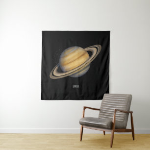 Der künstlerische Saturn mit lebhaften Rings Wandteppich