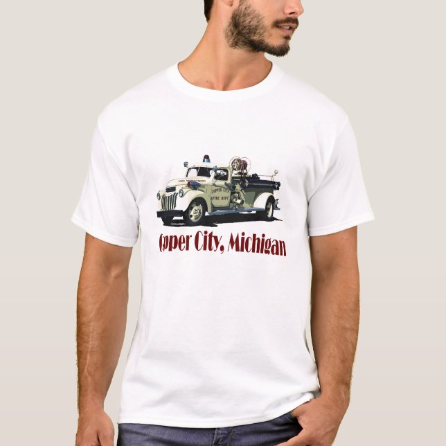 Der Kupferstädter Feuerwehrwagen T-Shirt (Vorderseite)