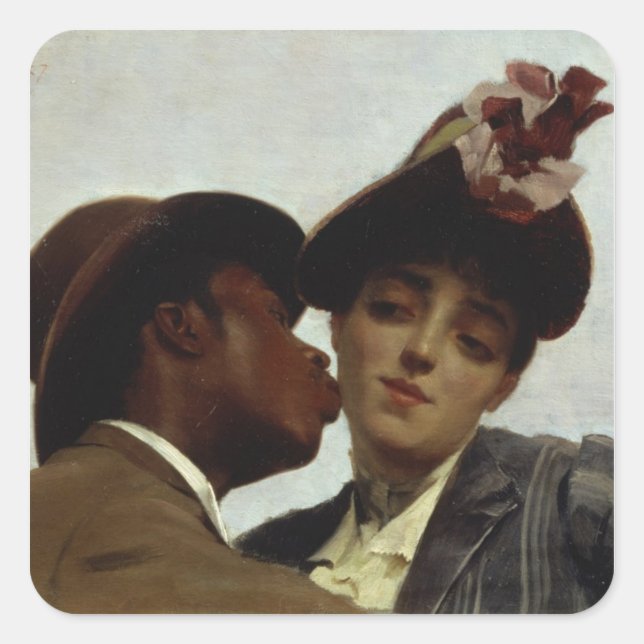 Der Kuss, 1887 Quadratischer Aufkleber (Vorderseite)