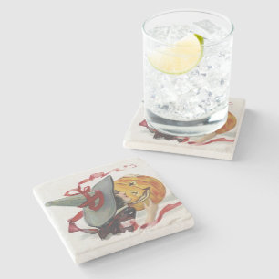 Der Kuss der Hexe: ein Kürbislaterne an Halloween Steinuntersetzer