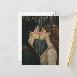 Der Kuss der Liebenden Vintage Märchen Postkarte