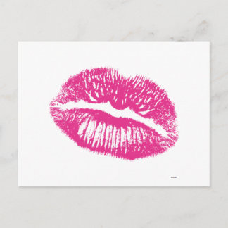 Der Kuss, die rosa Lippen Postkarte