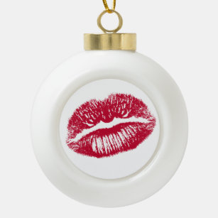 Der Kuss, die roten Lippen Keramik Kugel-Ornament