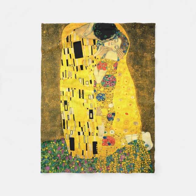 Der Kuss durch Gustav Klimt Fleecedecke (Vorderseite)