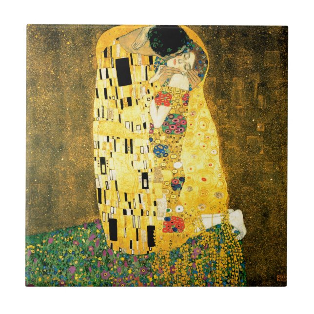 Der Kuss durch Kunst Nouveau Gustav Klimt Fliese (Vorderseite)