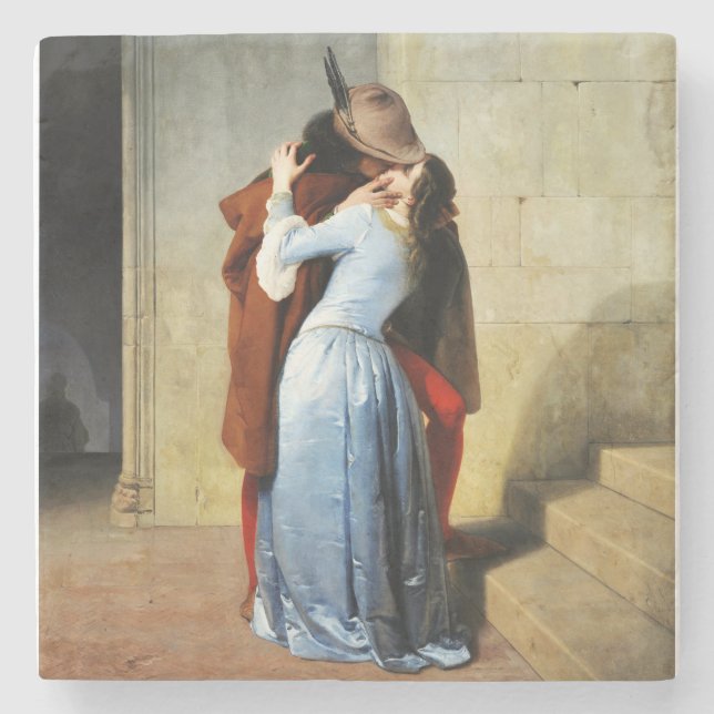 Der Kuss - Francesco Hayez Il Bacio  Steinuntersetzer (Vorderseite)