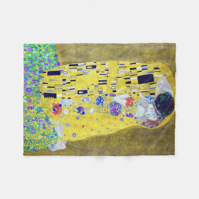 Der Kuss, Gustav Klimt Fleecedecke (Vorderseite (Horizontal))