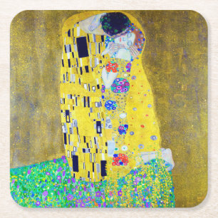 Der Kuss, Gustav Klimt Rechteckiger Pappuntersetzer