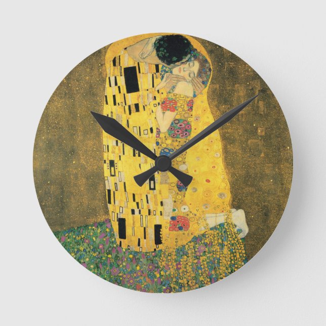 Der Kuss - Gustav Klimt Runde Wanduhr (Vorderseite)