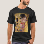 Der Kuss, Gustav Klimt T-Shirt<br><div class="desc">Der Kuss (ursprüngliches Der Kuss) wurde von Gustav Klimt gemalt und ist vermutlich seine berühmteste Arbeit. Er fing Arbeit über sie im Jahre 1907 an und es ist der Höhepunkt seines so genannten "goldenen Zeitraums". Es stellt ein Paar, in den verschiedenen Schatten des Goldes und der Symbole dar und teilt...</div>