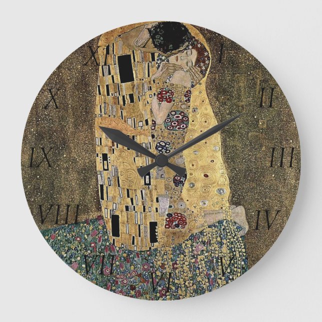 Der Kuss Gustav Klimts (circa 1908) Große Wanduhr (Vorderseite)