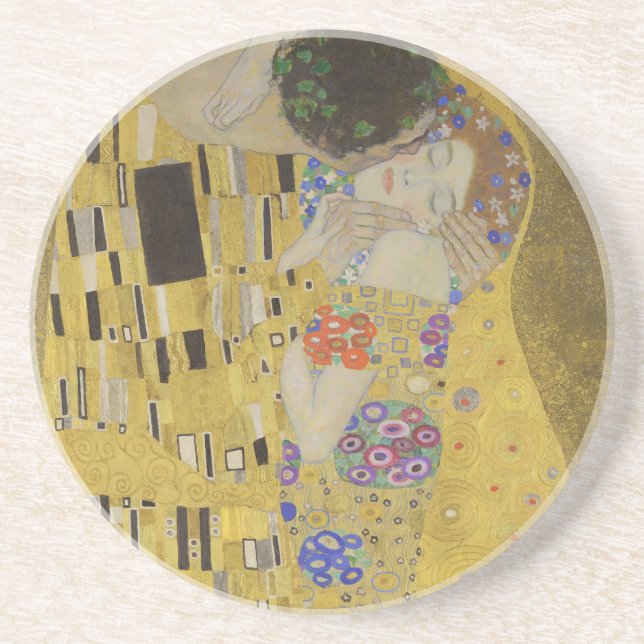 Der Kuss, Jugendstil-Ölgemälde, Gustav Klimt Getränkeuntersetzer (Vorne)