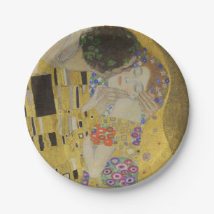 Der Kuss, Jugendstil-Ölgemälde, Gustav Klimt Pappteller