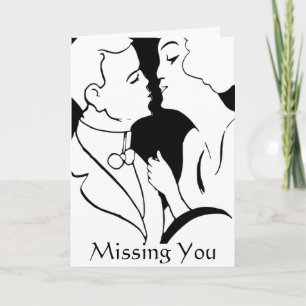 Der Kuss "Missing You" monochrome romantische Retr Karte