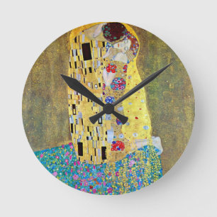 Der Kuss (Originaltitel The Kiss) von Gustav Klimt Runde Wanduhr