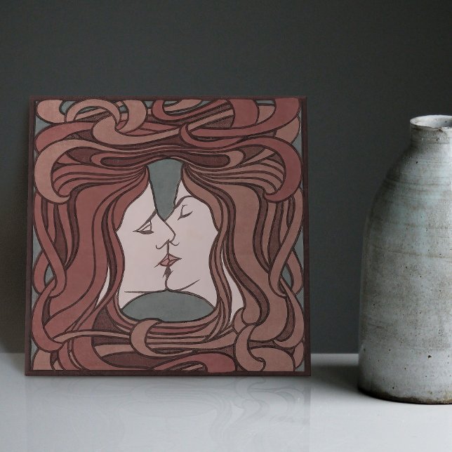 Der Kuss Peter Behrens Art Nouveau Art Deco Cerami Fliese (Von Creator hochgeladen)