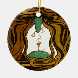 Der Kuss Peter Behrens Jugendstil Vintage Kunst Keramik Ornament