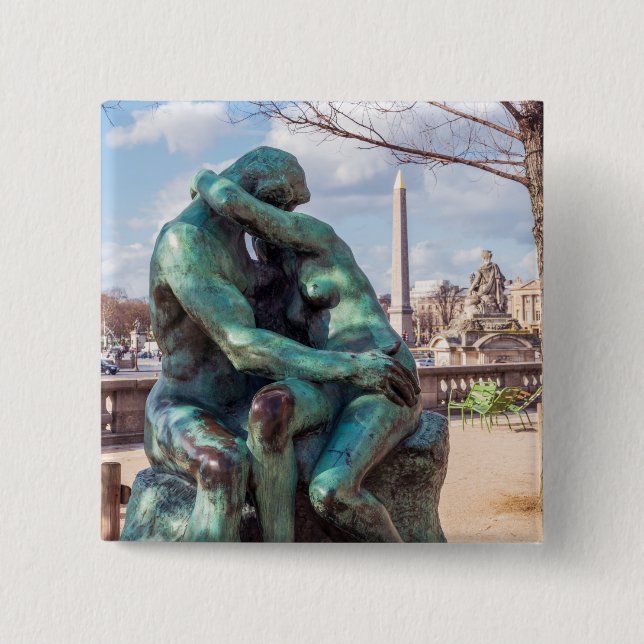 Der Kuss von Auguste Rodin in den Tuilerien, Paris Button (Vorderseite)