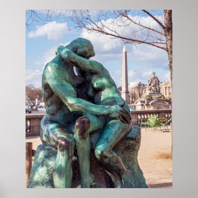 Der Kuss von Auguste Rodin in den Tuilerien, Paris Poster (Vorne)