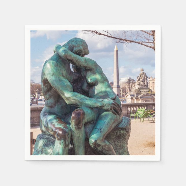 Der Kuss von Auguste Rodin in den Tuilerien, Paris Serviette (Vorderseite)