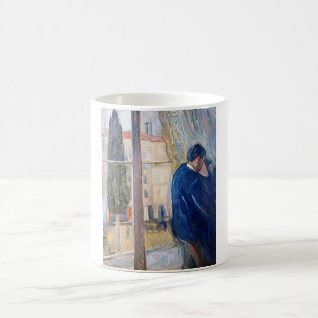 Der Kuss (von Edvard Munch) Kaffeetasse (Mittel)