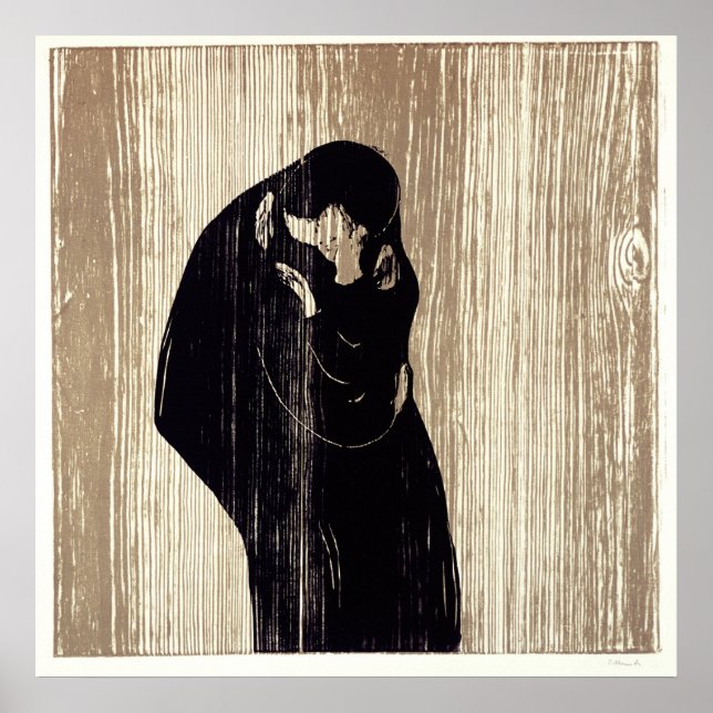 Der Kuss von Edvard Munch Lithographie, Poster (Vorne)