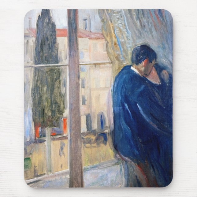 Der Kuss (von Edvard Munch) Mousepad (Vorne)