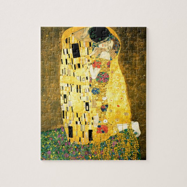 Der Kuss von Gustav Klimt Art Nouveau Puzzle (Vertikal)