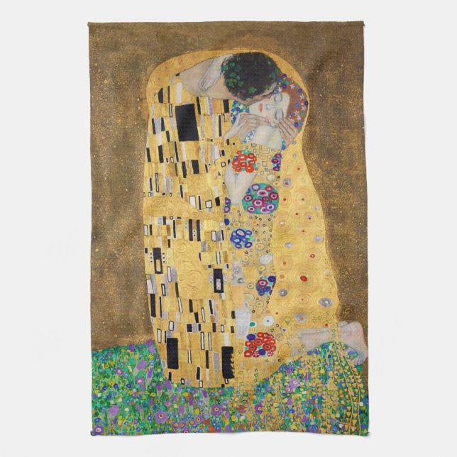 Der Kuss von Gustav Klimt Geschirrtuch (Vertikal)