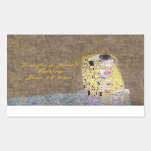 "Der Kuss" von Gustav Klimt Personalisierte Hochze Rechteckiger Aufkleber