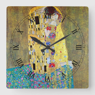 Der Kuss von Gustav Klimt Quadratische Wanduhr