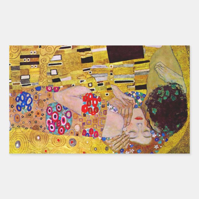 Der Kuss von Gustav Klimt Rechteckiger Aufkleber (Vorderseite)