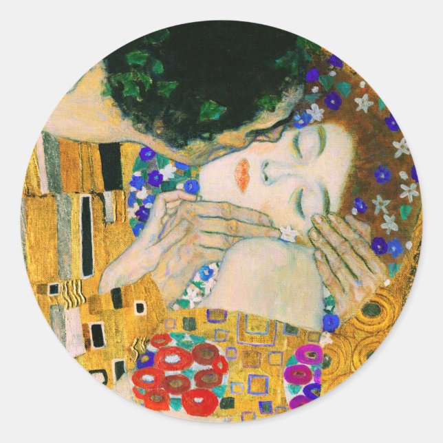 Der Kuss von Gustav Klimt Runder Aufkleber (Vorderseite)