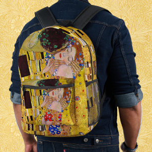 Der Kuss von Gustav Klimt, Vintage Art Nouveau Bedruckter Rucksack