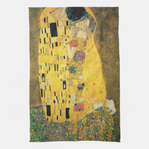 Der Kuss von Gustav Klimt, Vintage Art Nouveau Geschirrtuch