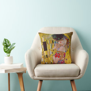 Der Kuss von Gustav Klimt, Vintage Art Nouveau Kissen