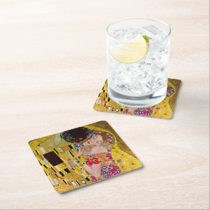 Der Kuss von Gustav Klimt, Vintage Kunst Hochzeit Rechteckiger Pappuntersetzer