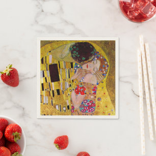Der Kuss von Gustav Klimt, Vintage Kunst Hochzeit Serviette