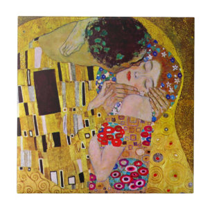 Der Kuss von Gustav Klimt, Vintager Jugendstil Fliese