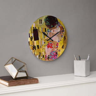 Der Kuss von Gustav Klimt, Vintager Jugendstil Große Wanduhr