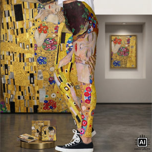 Der Kuss von Gustav Klimt, Vintager Jugendstil Leggings