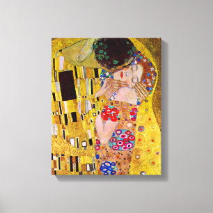 Der Kuss von Gustav Klimt, Vintager Jugendstil Leinwanddruck