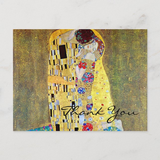 Der Kuss von Gustav Klimt, Vintager Jugendstil Postkarte (Vorderseite)