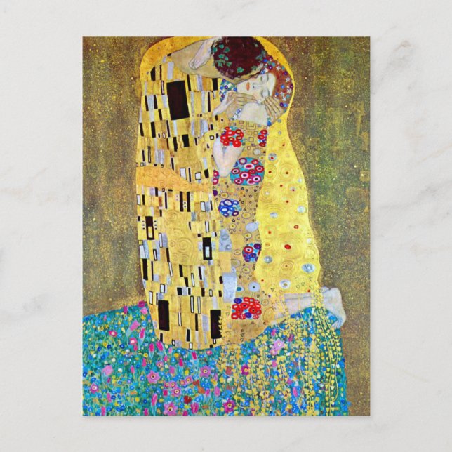 Der Kuss von Gustav Klimt, Vintager Jugendstil Postkarte (Vorderseite)