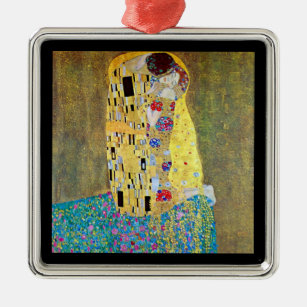 Der Kuss von Gustav Klimt, Vintager Jugendstil Silbernes Ornament